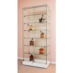 Vitrine toit verre 800 mm (L) - socle blanc