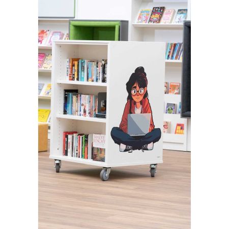 Bibliothèque mobile Everna™ adolescente ordinateur H1200 mm - blanc kaolin