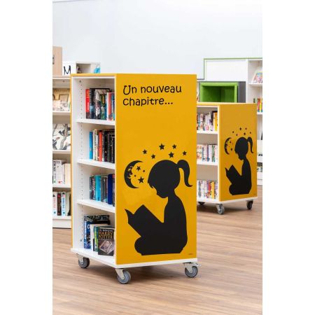 Bibliothèque mobile Everna™ lecture étoiles H1500 mm - jaune curry