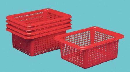 Paniers plastiques (lot/5) - rouge