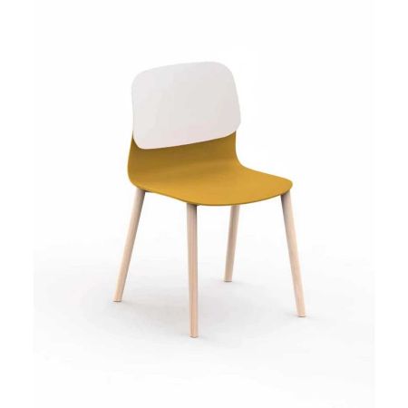 Chaise Klik piètement bois - jaune