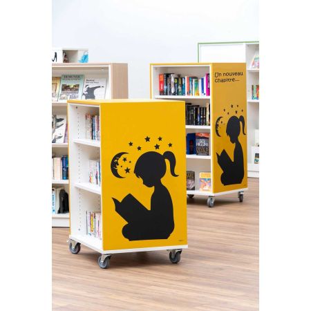 Bibliothèque mobile Everna™ lecture étoiles H1200 mm - jaune curry