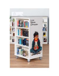 Bibliothèque mobile Everna™ adolescent tablette H1500 mm - blanc kaolin