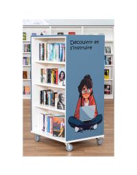 Bibliothèque mobile Everna™ adolescente ordinateur H1500 mm - bleu brume