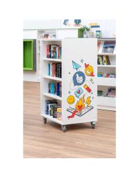 Bibliothèque mobile Everna™ émojis H1500 mm - blanc kaolin