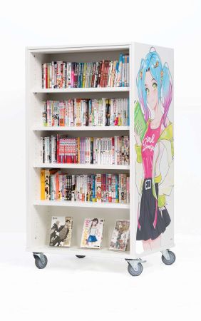 Bibliothèque mobile pour mangas Everna™ H1500 - blanc kaolin