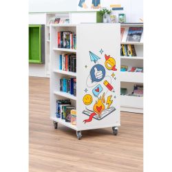 Bibliothèque mobile Everna™ émojis H1500 mm - blanc kaolin